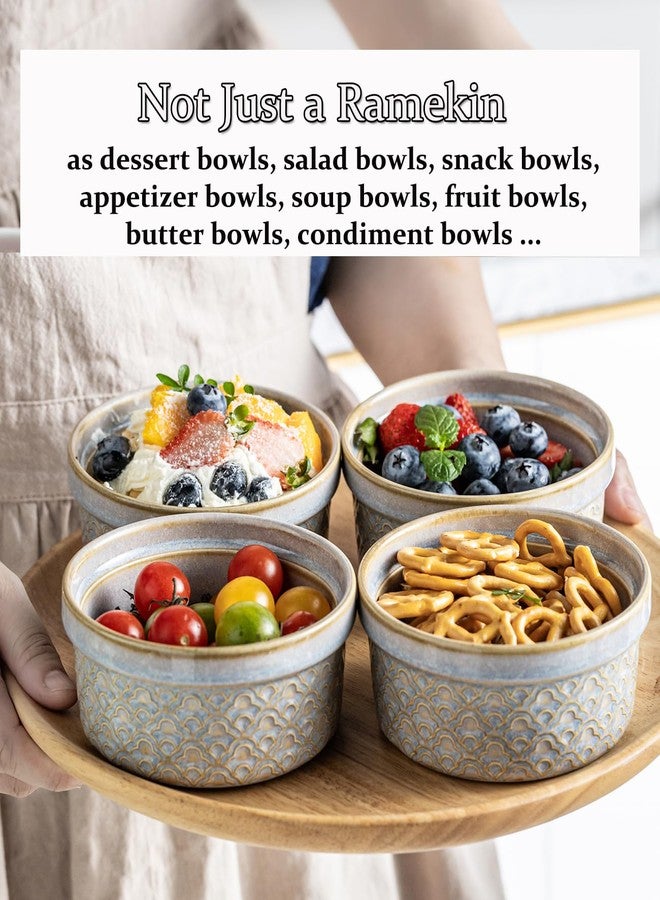 MISSYSSIM Creme Brulee Ramekins with Covers, Ceramic Souffle Ramekin with Lid, Small Baking Dishes, Food Storage Containers Serving Bolws with Lids for Lunch, Dessert, Fruit, Grey Cloud - Image 3
